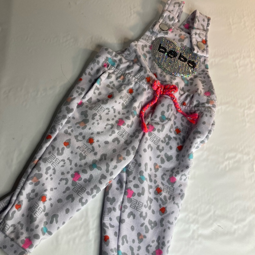 Bebe Baby Girls Sequin Purple Leopard Jumper 12 Months